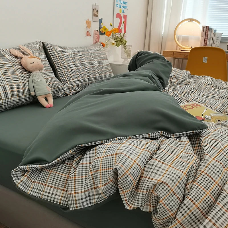 Authentic Japanese Plaid Duvet Cover Set